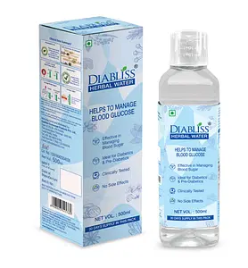 Diabliss Herbal Water for Blood Glucose Management for Diabetics! Clinically Tested No Side Effects Lowers HbA1c, Lipids, Fasting & Post Meal Blood Sugar Levels - Diabetes (1 Month Supply)