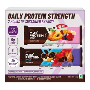RiteBite Max Protein Daily Assorted - Choco Almond x 2, Choco Berry x 2, Choco Classic x 2 (Pack of 6), 300 g