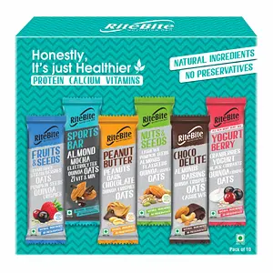 RiteBite Max Protein Nutrition Assorted Bar - (Pack of 10), 375g