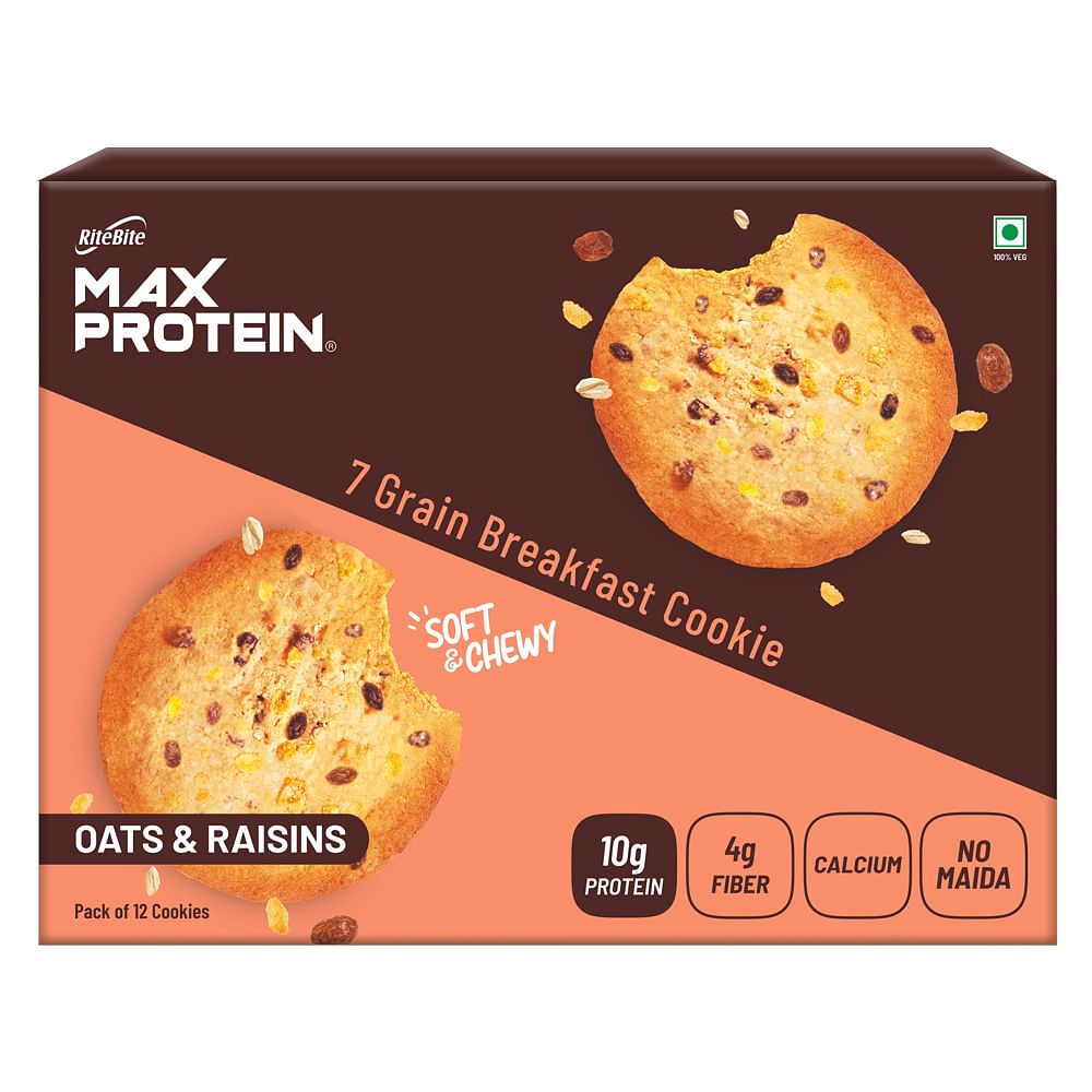 

RiteBite Max Protein Cookies Oats & Raisins (Pack of 12), 660 g