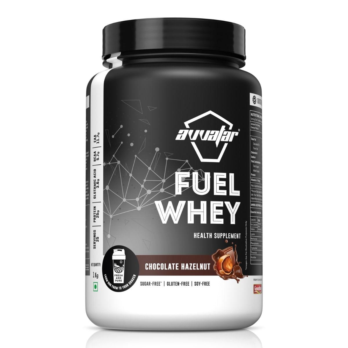 

Avvatar FUEL WHEY PROTEIN | 1Kg | Chocolate Hazelnut Flavour | 25g Protein | 25 Servings