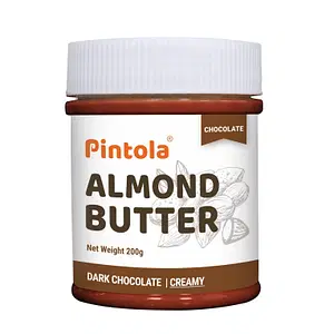 Pintola Almond Butter Dark Chocolate Made With Roasted Almonds & Dark Chocolate Spread| Rich in Fiber & Protein | Non GMO, Gluten Free, Cholesterol Free |