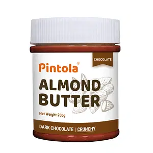 Pintola Almond Butter Dark Chocolate Made With Roasted Almonds & Dark Chocolate Spread| Rich in Fiber & Protein | Non GMO, Gluten Free, Cholesterol Free | Crunchy