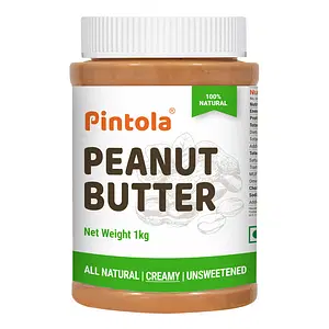 Pintola All Natural Peanut Butter | Rich in Fiber, 30g Protein | Non GMO, Naturally Gluten Free, Cholesterol Free | Unsweetened, Creamy,