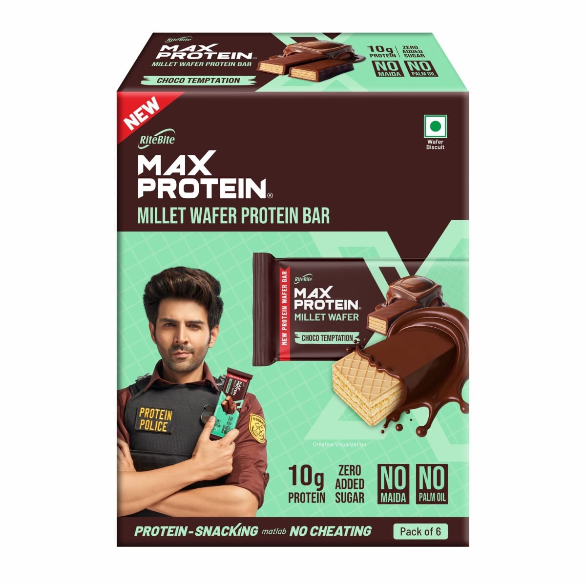 

RiteBite Max Protein Choco Temptation Millet Wafer Bars (Pack of 6), 10g Protein, No Maida, No Palm Oil, Zero Added Sugar, Super Healthy Wafer Snac...