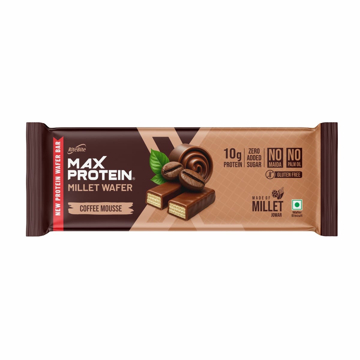 RiteBite Max Protein Millet Wafer Bars, 10g Protein, No Maida, No Palm Oil, Zero Added Sugar, Healthy Energy Wafer Snack