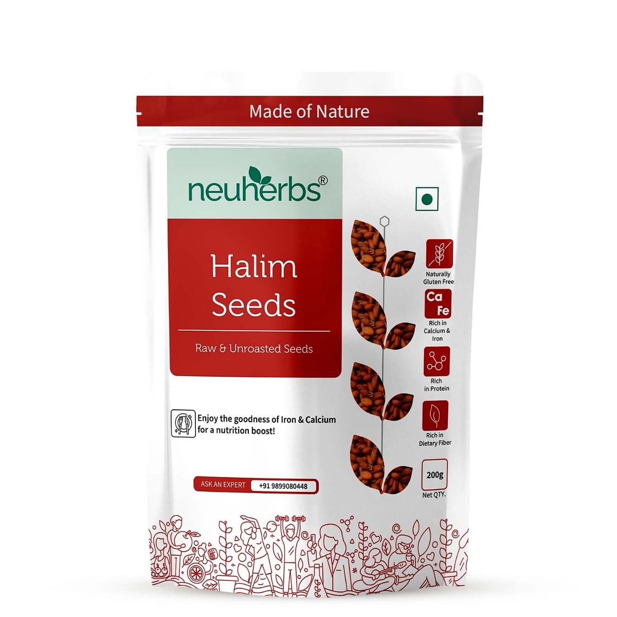 

Neuherbs Raw & Unroasted Halim Seeds 200 g | Rich In Calcium & Iron | ( Aliv Seeds For Eating ) | Protein Rich Garden Cress Seeds for Hair Growth |...