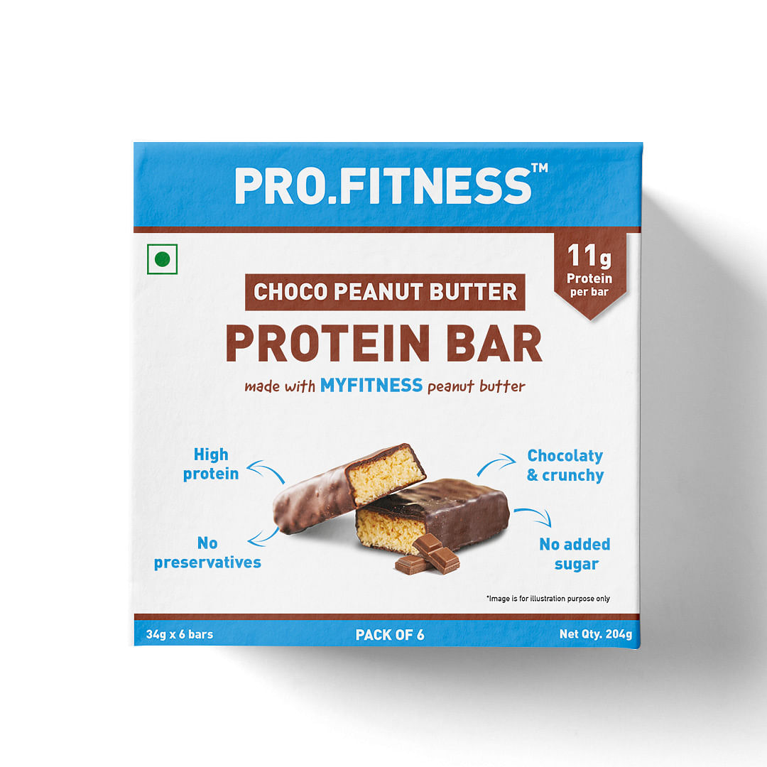 

PRO.FITNESS Protein Bar 34g | 11g Protein Bar | Chocolate Peanut Butter Flavor | Pack of 6