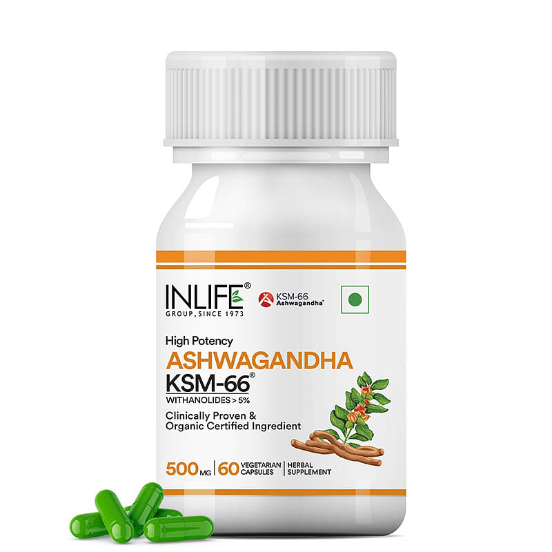 

INLIFE Ashwagandha KSM-66 (500 mg) | 60 Capsules | Extra Strength Natural Formulation | Supports Strength, Energy | Withania Somnifera Extract