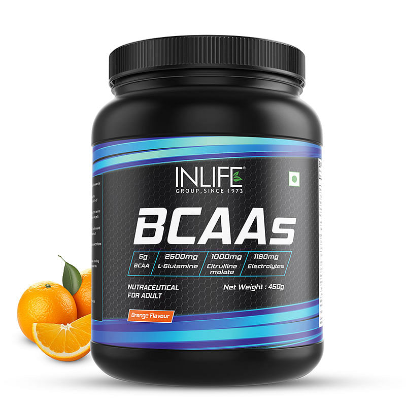 

INLIFE BCAA Supplement 7g Amino Acids Instantized for Pre Post & Intra Energy Drink for Workout, 2.5g L-Glutamine,1g Citrulline Malate, 1180mg Elec...