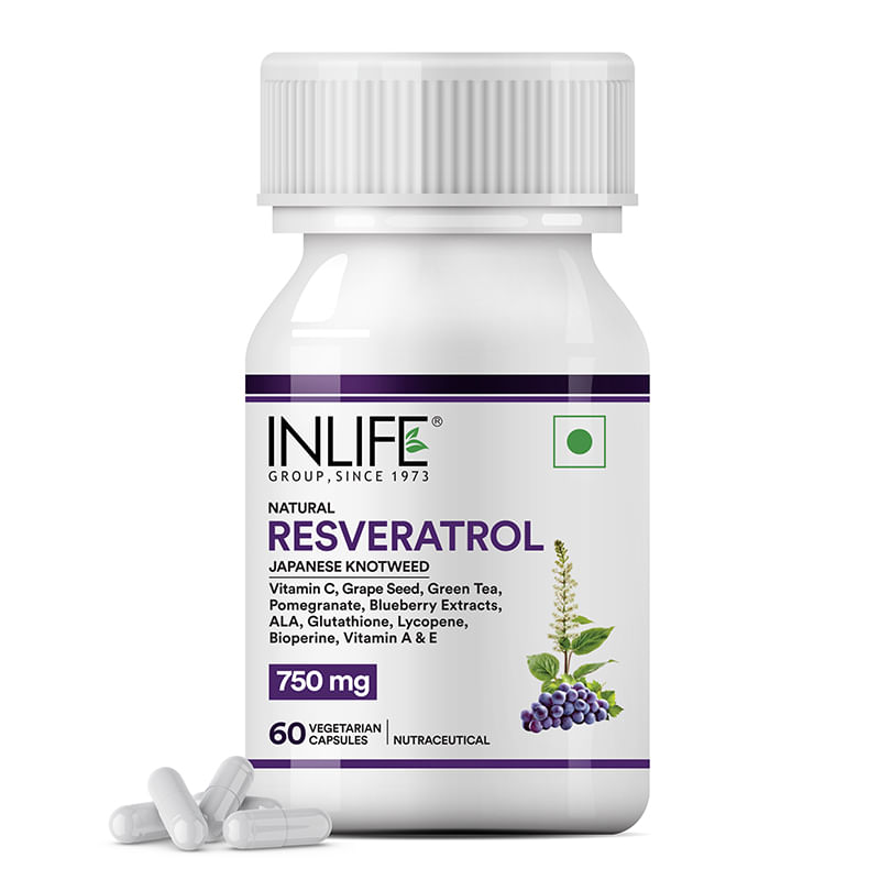 

INLIFE Resveratrol Supplements - 750 mg Antioxidant Formula with Japanese Knotweed (Trans-Resveratrol), Grape Seed, Lycopene, Vitamin E & C - 60 Ve...