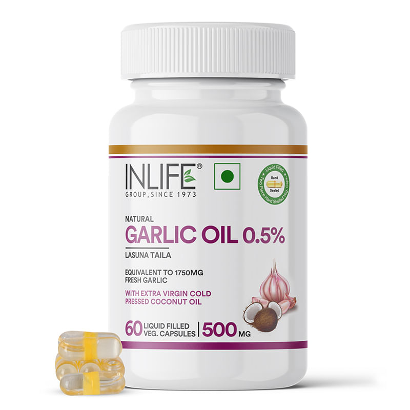 

INLIFE Natural Garlic Oil with Coconut Oil Filled Capsules | Extra Virgin Cold Pressed Oil | Helps Support Heart Health, Immunity & Digestion | 60 ...