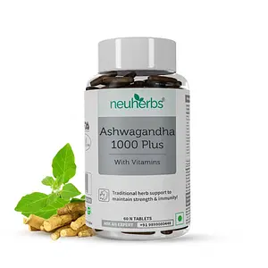 Neuherbs Ashwagandha 1000 Plus [Manage Anxiety & Stress Relief] Enhanced Absorption & Antioxidants Rich with vitamin E & B-complex for General wellness & Improve Vigour - 60 Tabs