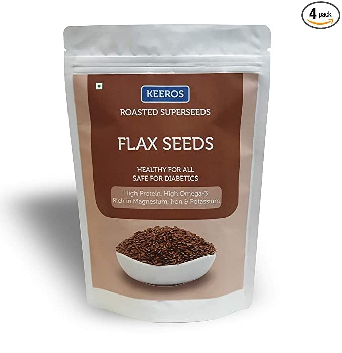 

Keeros Roasted Flax Seeds for Eating : High Fibre, Omega-3 & Protein Rich, Ready to Eat Premium Super Seeds for Weight Loss & Boosting Immunity | 400g