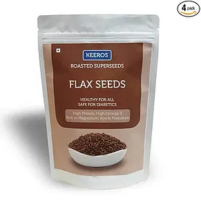 Keeros Roasted Flax Seeds for Eating : High Fibre, Omega-3 & Protein Rich, Ready to Eat Premium Super Seeds for Weight Loss & Boosting Immunity | 400g