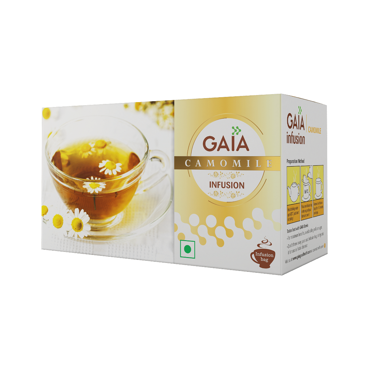 Gaia Green Tea + Camomile-25 Tea Bags