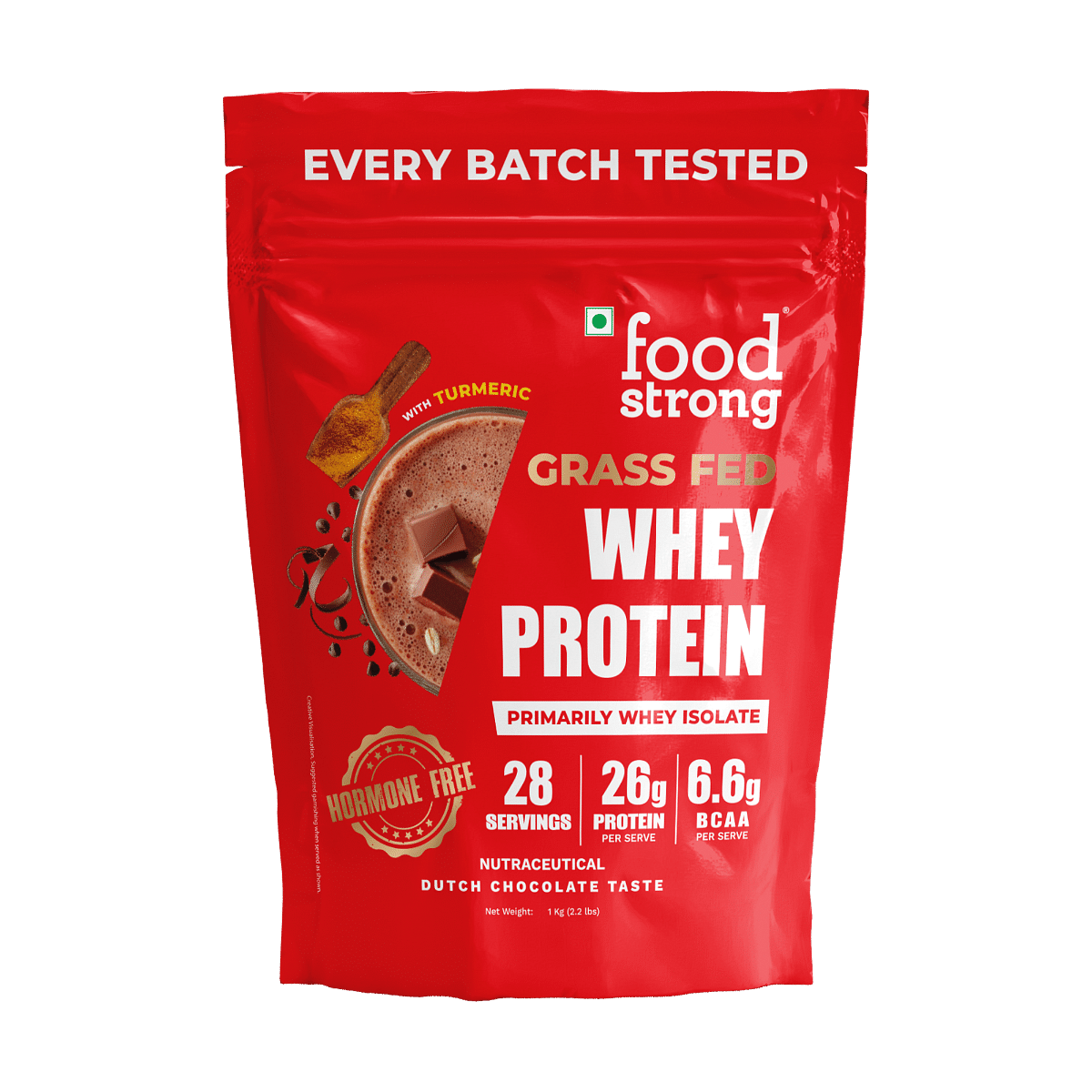 

Foodstrong Whey Protein Powder Isolate, Daily Protein Dutch Chocolate Flavour, With Turmeric & Digestive Enzymes, No Added Sugar, 1Kg