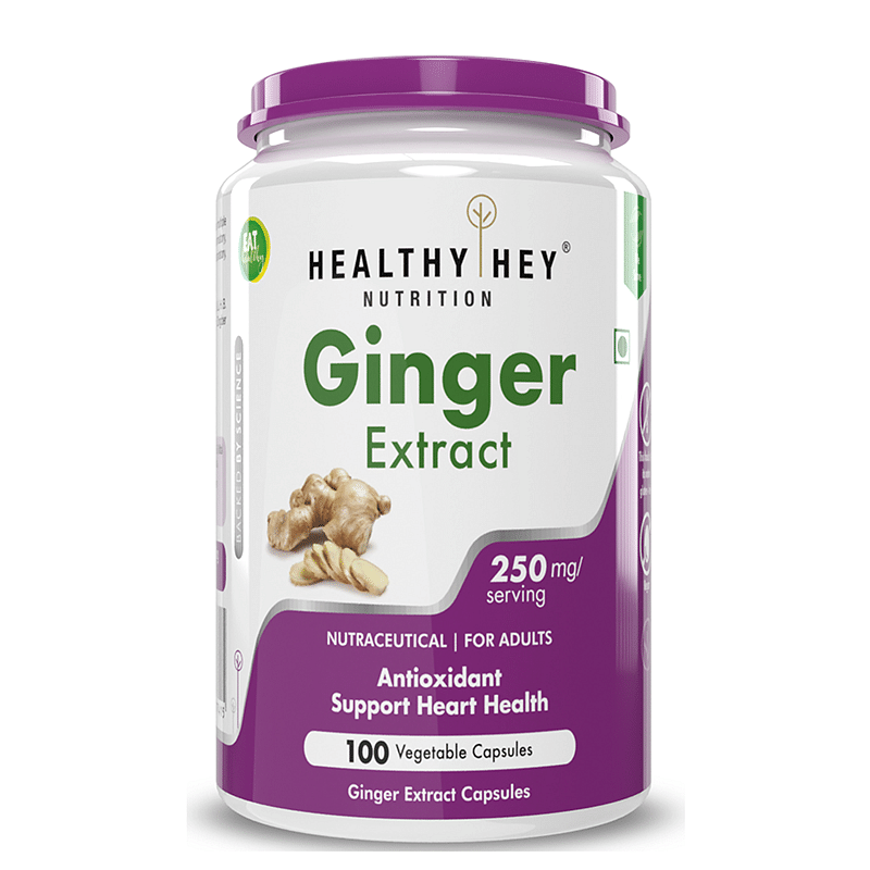 

HealthyHey Ginger Extract 5% Gingerols -100 Veg Capsules (Pack of 1)