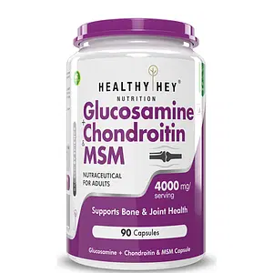 HealthyHey Nutrition Double Strength Glucosamine Chondroitin and MSM for Cartilage; Joint and Bone (2000 mg)