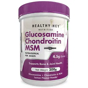 HealthyHey Nutrition Glucosamine + Chondroitin & MSM Powder - Lemon Flavour - 200g