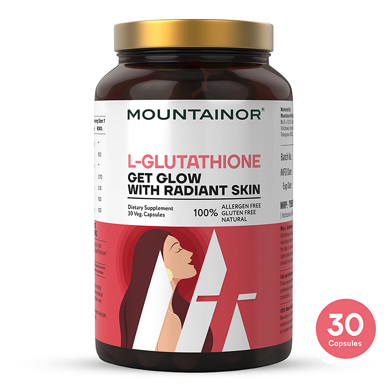 

MOUNTAINOR Natural L Glutathione for Brightening & Radiant Skin (30 Veg Caps) for Men & Women.