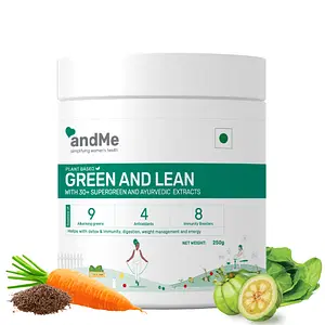 andMe Green & Lean Supergreen Powder with 9 Alkalizing Greens 8 Antioxidants & 10 Immunity Herb - 250 gm