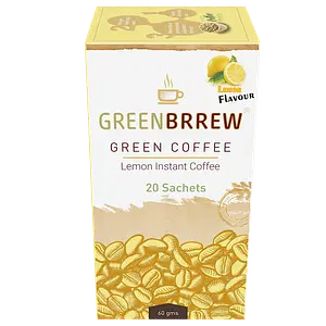 Greenbrrew Instant Green Coffee Premix for Weight Loss (Lemon, 20 Sachets), 60g - Easy to Use