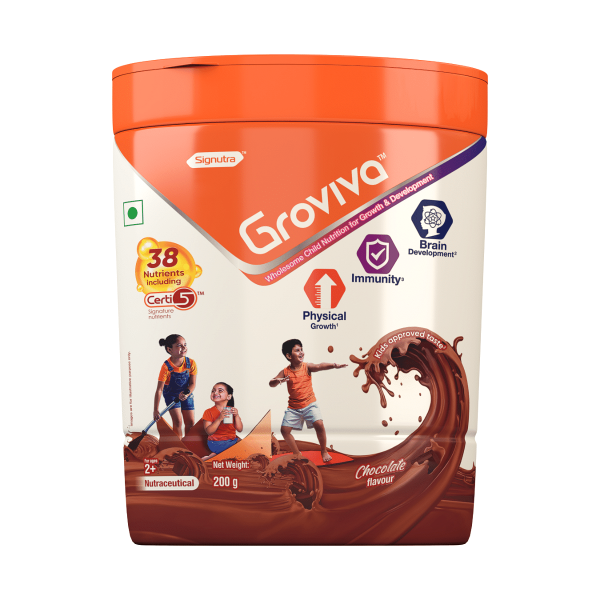 

Groviva Wholesome Child Nutrition for Growth & Development - Jar (Chocolate Flavored, 200g )