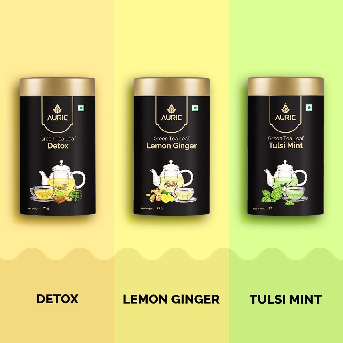 

Auric Green Tea - Loose Leaf available in natural flavors Lemon Ginger, Tulsi Mint and Detox