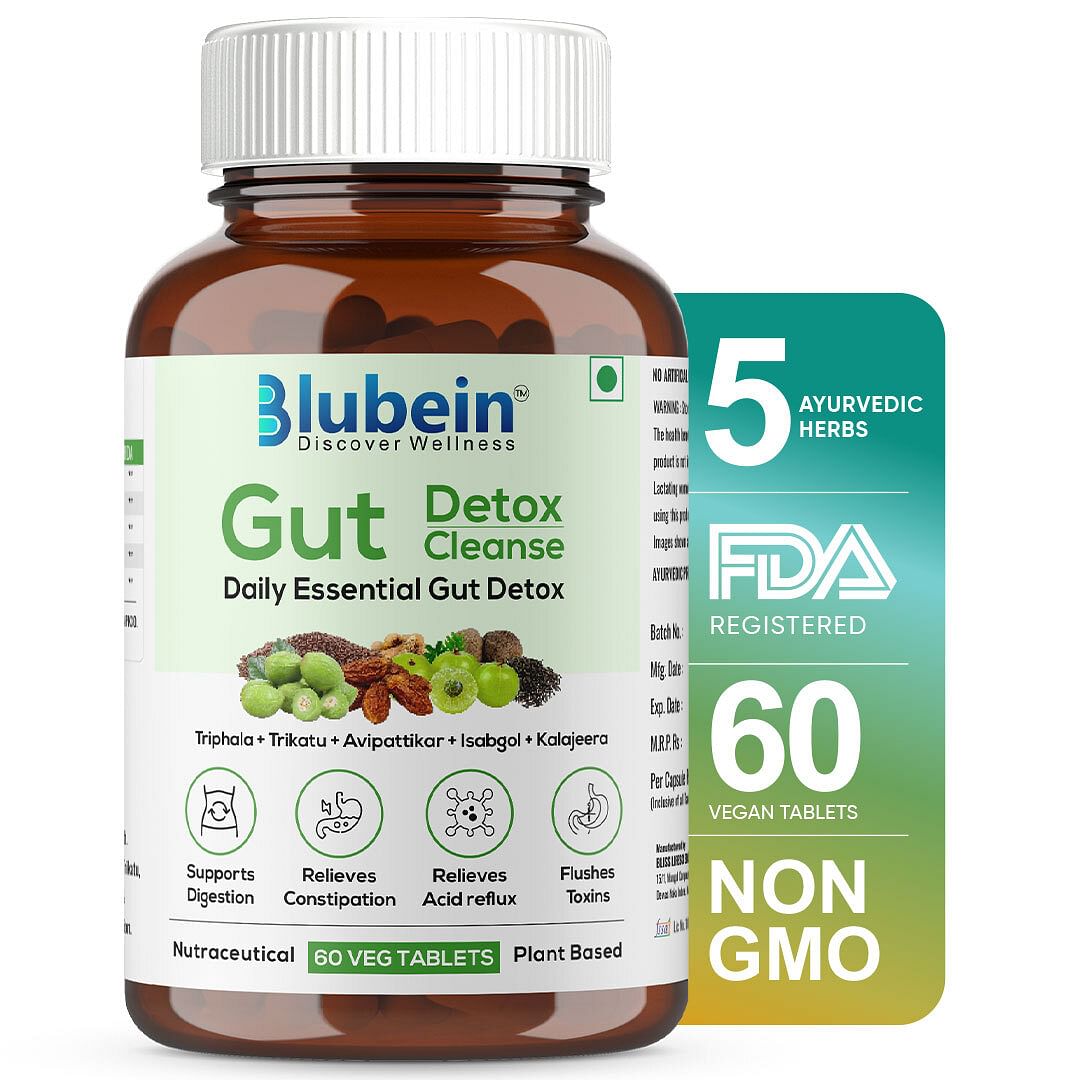 

Blubein Gut Detox | Cleanse Plant-Based Tablets for Men & Women | Reduces Acidity, Constipation & Supports Digestion With Ayurvedic Herbs Enhances ...