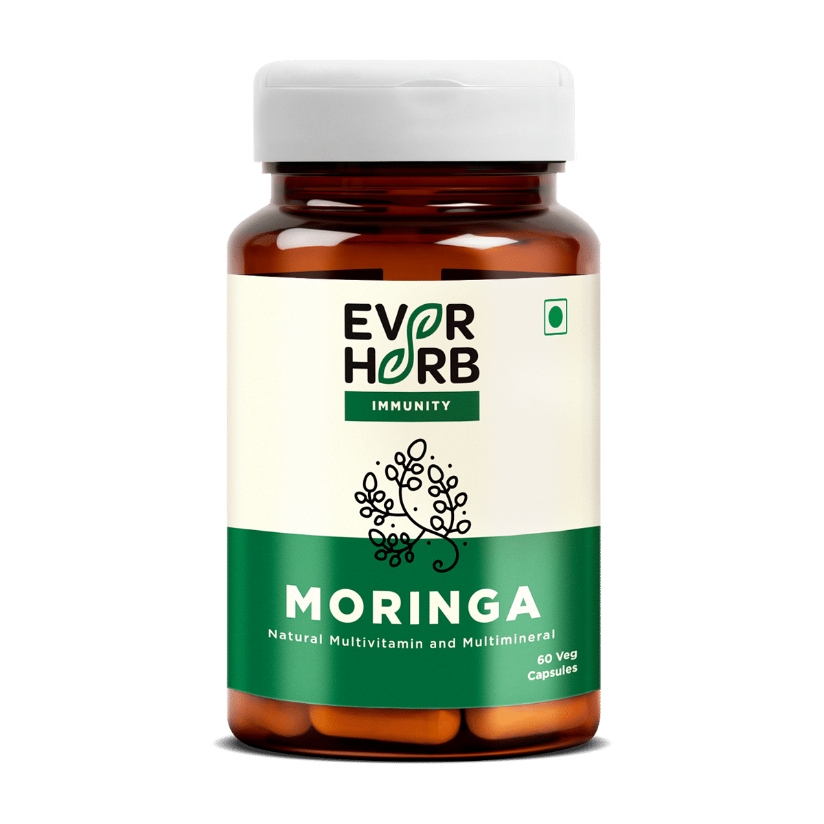 

EVERHERB (BY PHARMEASY) MORINGA (DRUM STICK) - IMMUNITY BOOSTER CAPSULES - NATURAL MULTIVITAMIN - BOTTLE OF 60