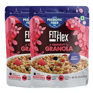 Fit And Flex Baked Granola Breakfast Cereal - Happy Berries 275g (Pack Of 2)