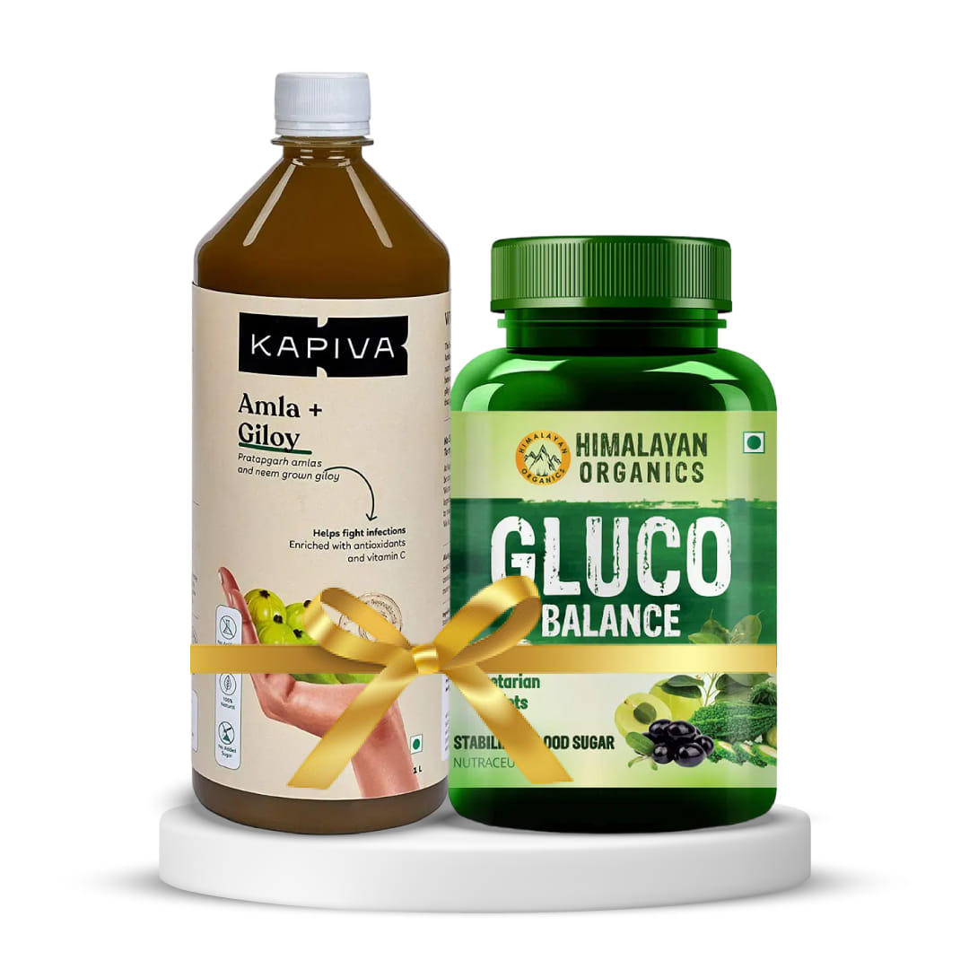 Diabetes Control | Himalayan Organics Plant Based Gluco Balance Insulin Resistance, Diabetes Control Jamun, Bittermelon, Amla, Gudmar, Chirayta Extracts 60 Veg Tablets + Kapiva Amla Juice 1 L-picture-27