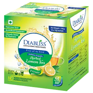 Diabliss Diabetic Friendly Low Glycemic Index (GI) Lemon Tea 10 x 10g Sachet Box