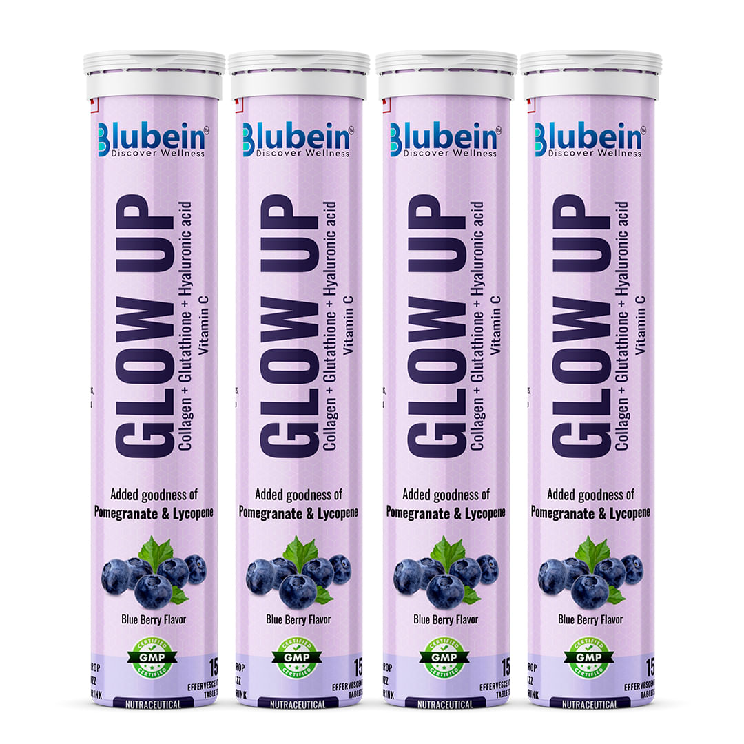 

Blubein Glow Up - Radiant Skin Care Drink | 1000mg Marine Collagen with Glutathione & Vitamin C for Youthful Skin | Green Tea Extract – Blueberry F...