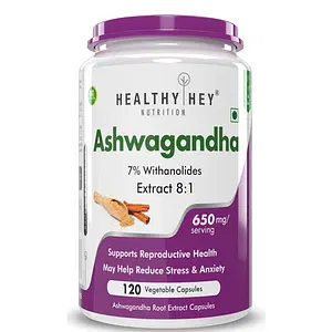 Healthyhey Nutrition Ashwagandha Root Extract 8:1-650 Mg -120 Ashwagandha Capsules
