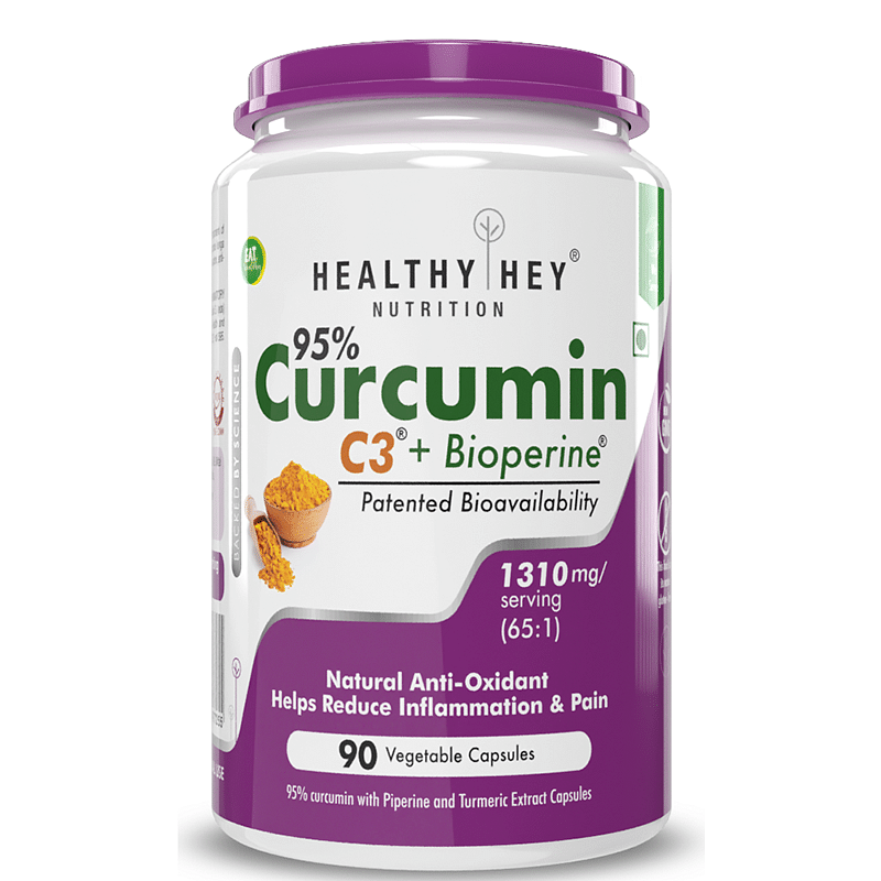 

HealthyHey Nutrition Curcumin with Bioperine (Ultra Pure) | Organic Turmeric, 90 Vegetable Capsules