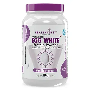 HealthyHey Nutrition 100% Egg White Protein - Instant Mix - 80% Protein - Non GMO & Lactose Free - 1 Kg (Vanilla)