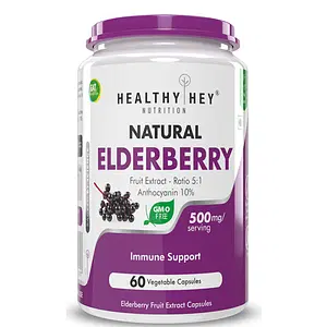 HealthyHey Nutrition Natural Elderberry Fruit Extract, 500 mg, 60 vegetable capsules