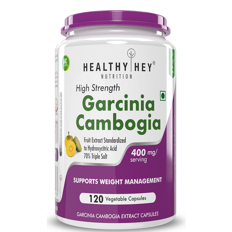 

HealthyHey Nutrition Garcinia Cambogia with 70% HCA Extract- Triple Salt - Natural Appetite Suppressant - 400mg - 120 Veg. Capsules