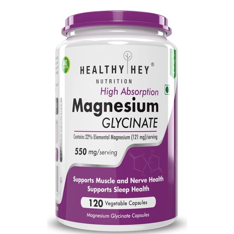 HealthyHey Nutrition High Absorption Magnesium Glycinate, 550mg