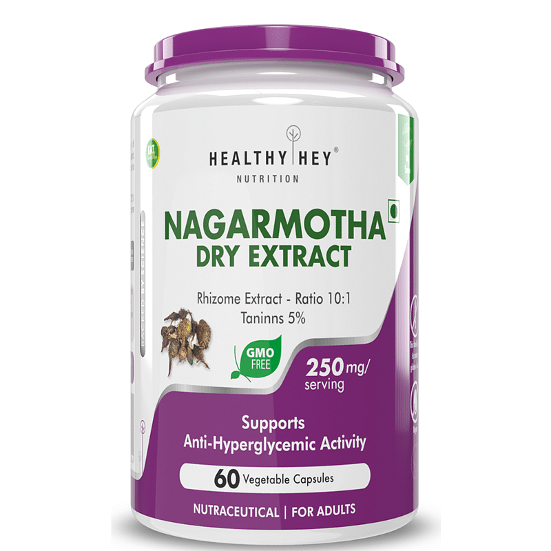 

HealthyHey Nutrition Nagarmotha Dry Extract, 10:1, 250 mg serving, 60 Vegetable capsules