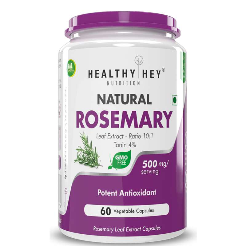 HealthyHey Nutrition Natural Rosemary Leaf Extract, 500mg, 60 vegetable capsules