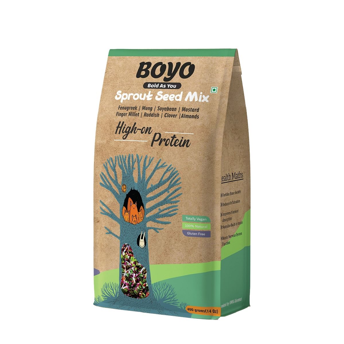 

BOYO High Protein Sprout Seed Mix 400g - 100% Vegan And Gluten-Free, High Protein