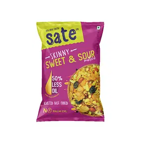 SATE Skinny Tasty Roasted Sweet & Sour Mixture with 50% Less Oil. No Palm Oil. No Artificial Preservatives/Colours. Trans-Fat & Cholesterol Free.       