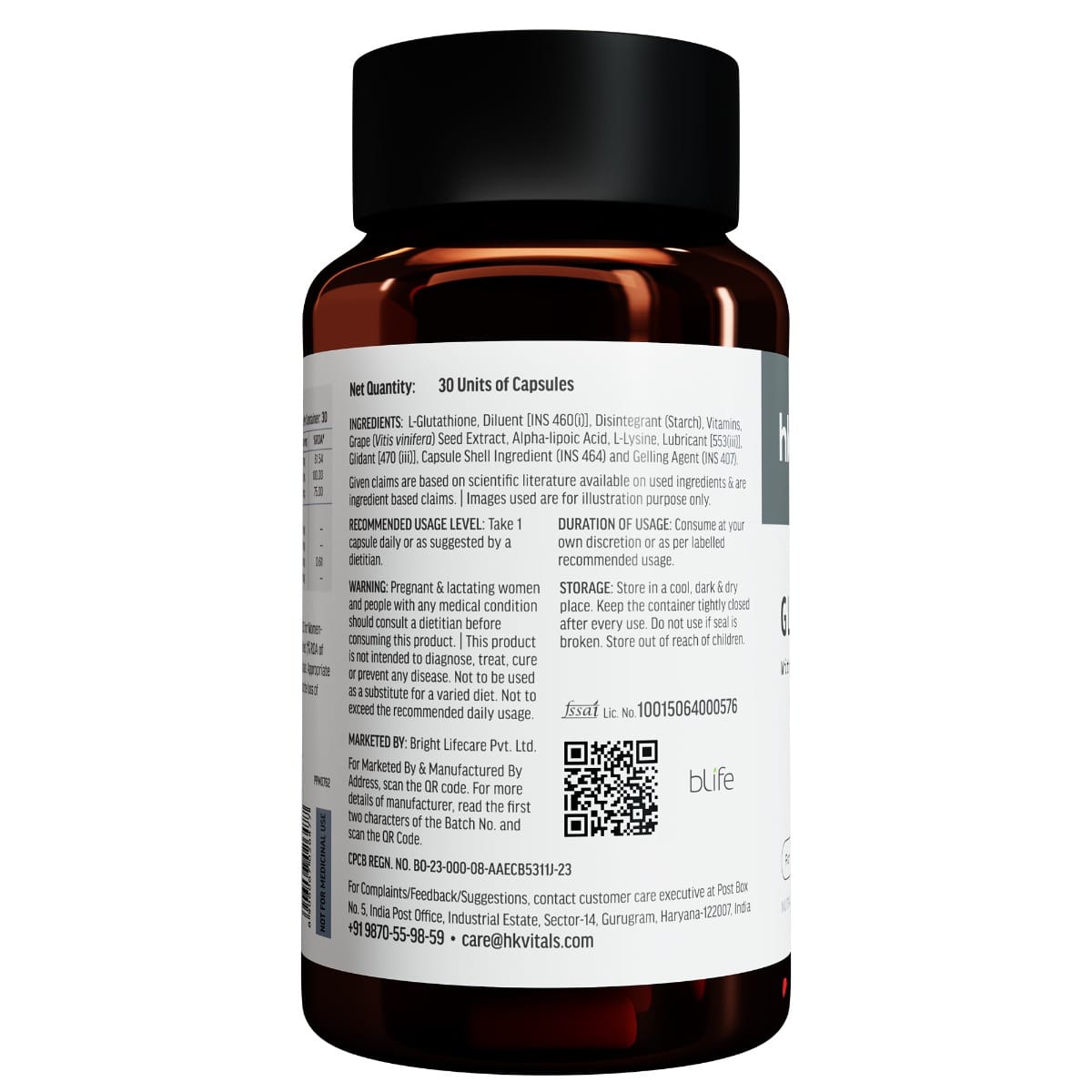 HK Vitals Glutathione + Vitamin C + Vitamin E + Biotin | 30 Capsules | Skin