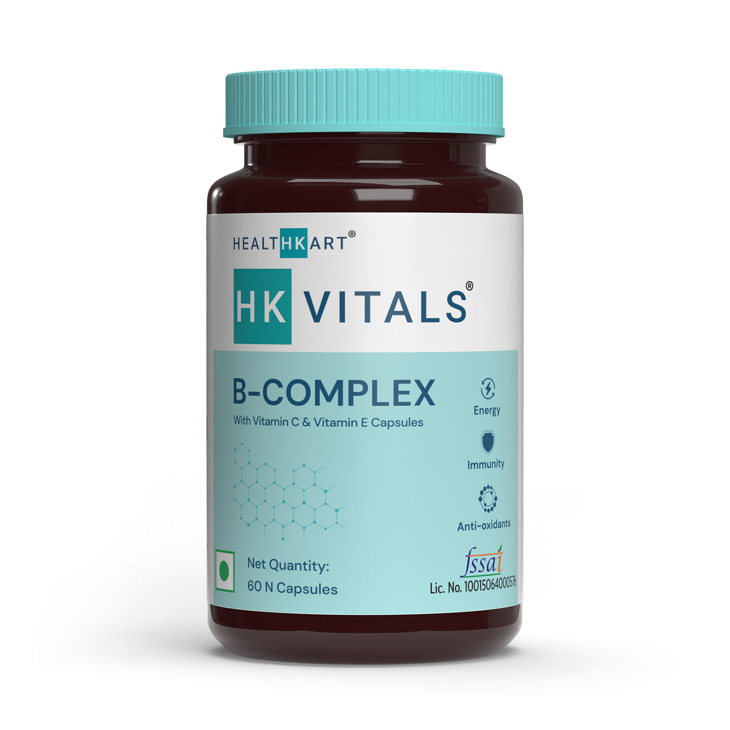 

HealthKart HK Vitals B Complex with Vitamins B12, B1, B2, B5, B6, Vitamin C, Vitamin E, and Biotin, Enhances Energy and Immunity, 60 B Complex Caps...