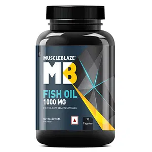 MuscleBlaze MB Fish Oil 1000 mg | 90 Capsules | Muscle | Brain | Heart