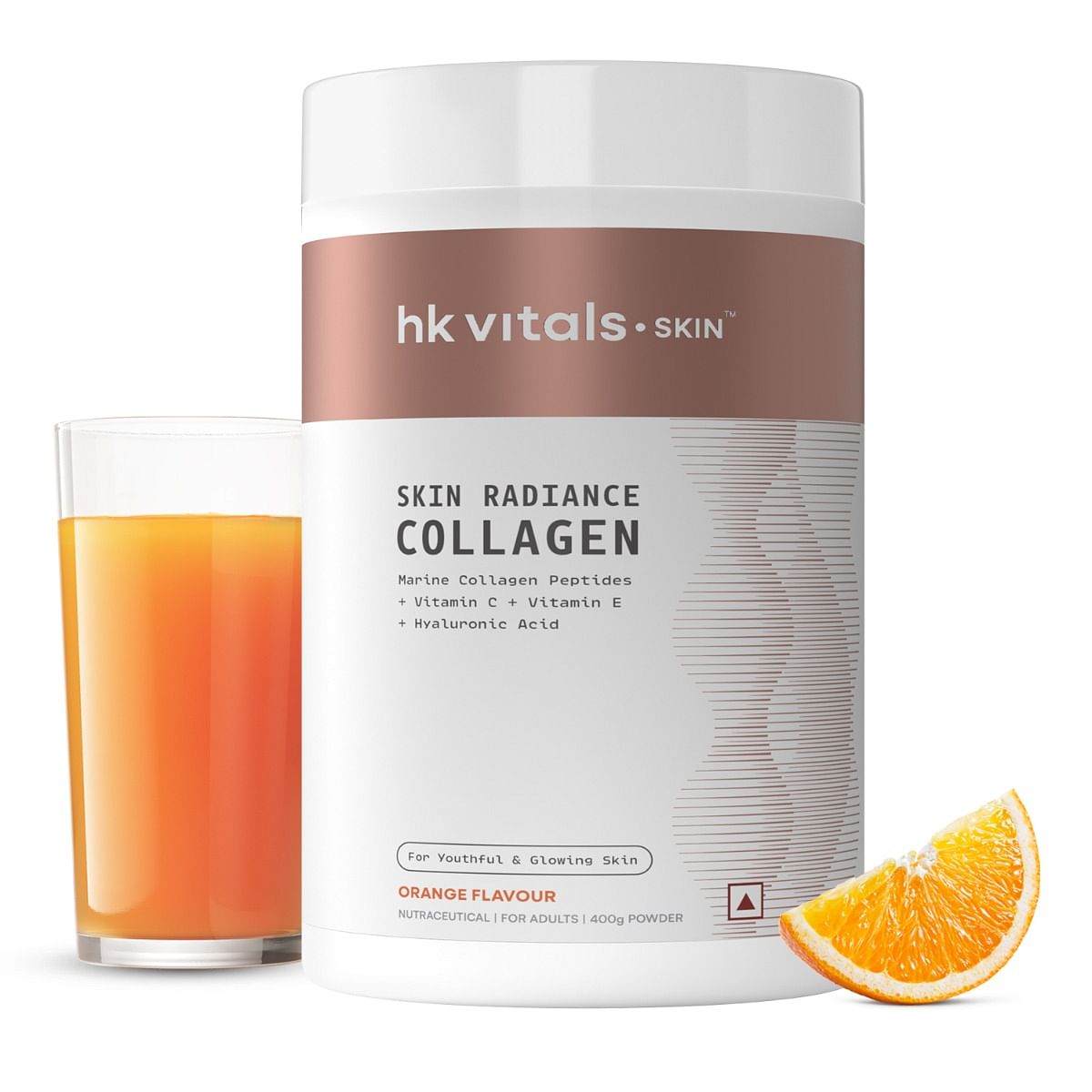 

HK VITALS Marine Collagen Supplement (Orange, 400g) |With Vitamin C, E, Sodium Hyaluronate | For Healthy Skin, Hair & Nails