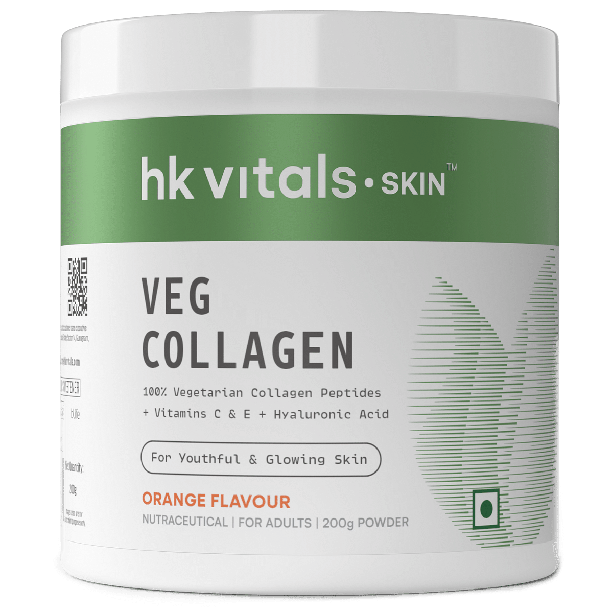 

HK VITALS Veg Collagen Supplement (Orange, 200g) | With Biotin, Vitamin C, E, Sodium Hyaluronate | For Healthy Skin, Hair & Nails